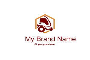 Heavy Truck Inside Warehouse Logo – Bold Industrial Hauling Symbol Framed by Roof for Freight, Transport, and Logistics Branding